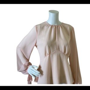 Long Sleeve Sheer Tie Open Blouse
